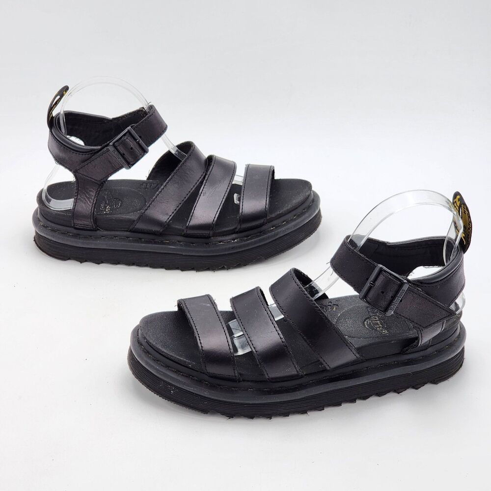 Dr. Martens Blaire Leather Strap Chunky Platform Sandals Black Size 8 - Picture 3 of 8